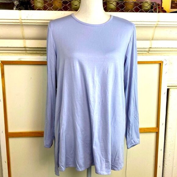Eileen Fisher NWT periwinkle stretchy tunic side vents Runs big - Picture 1 of 10